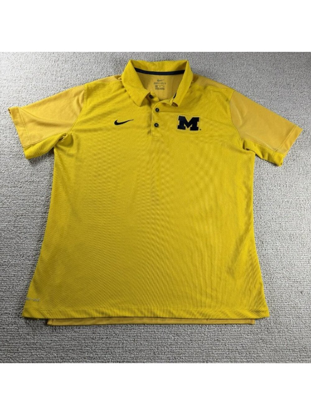 Nike Dri-Fit Michigan Wolverines Polo Shirt Yellow Blue Men's Size XL